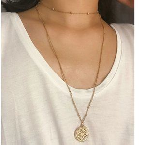 JANE Sunburst Pendant and Chain Gold Neckl…